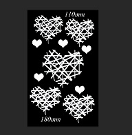 Criss Cross ,mini scribble hearts  110 x 180mm  min buy 3