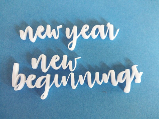 Acrylic word New year new beginnings  min buy3 approx 120 long