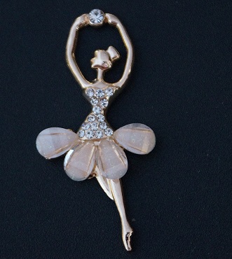 Ballerina approx 4.5 cm tall cream stones and diamante with gold