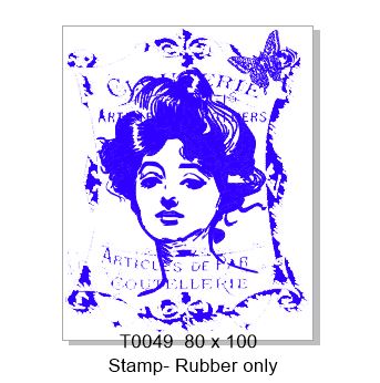 T0049 vintage lady ,Rubber stamp, Rubber only ,80 x 100mm
