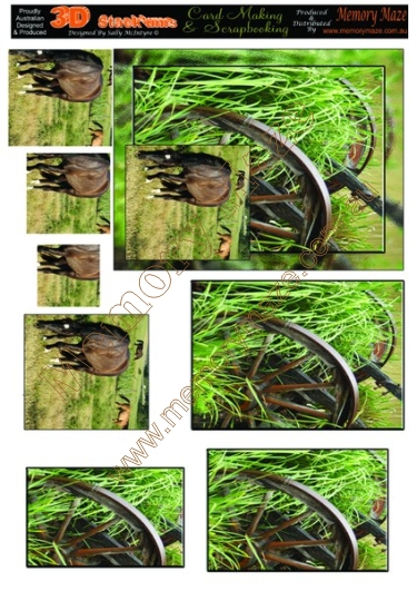Wagon wheel and horse
