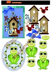 Bird house and frog