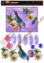 Blue bird multi sentiment peony & pansy lilac
