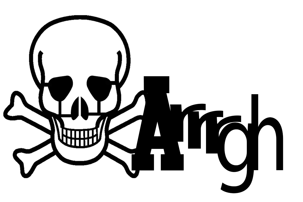 Arrgh Skull and crossbones pirate 150 x 100  BULK pack 5