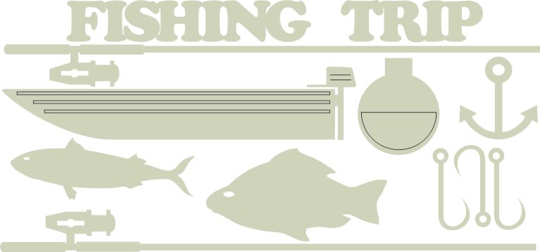 Fishing Set,boat,rods,fish,anchor   min buy 3