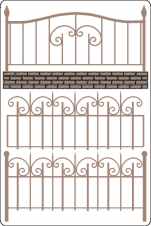 Wrought iron fence set with flourish min buy 3